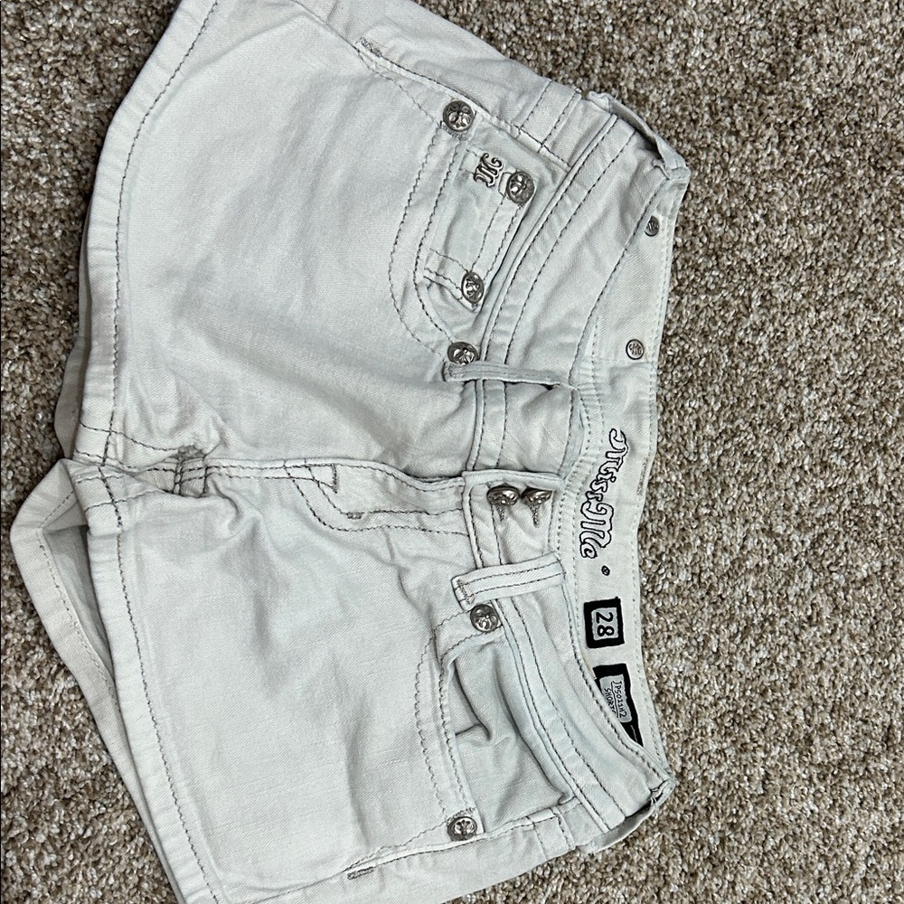 Miss Me white Denim Shorts with Silver Accents